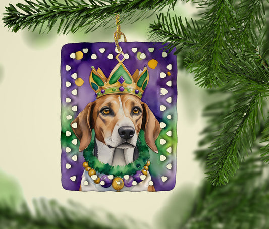 American Foxhound King of Mardi Gras Porcelain Ornament