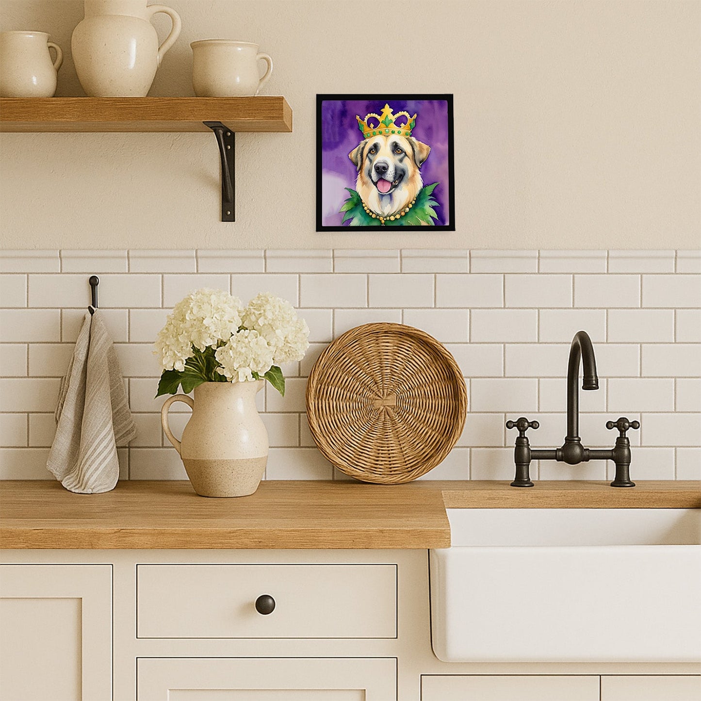 Anatolian Shepherd Dog King of Mardi Gras Framed Metal Print