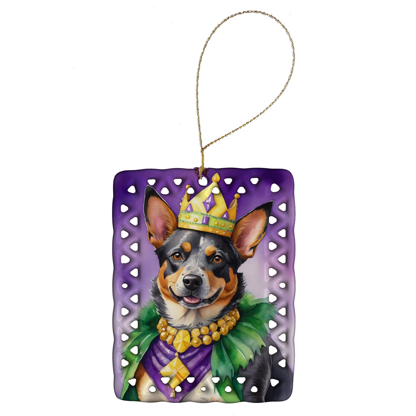 Australian Cattle Dog King of Mardi Gras Porcelain Ornament