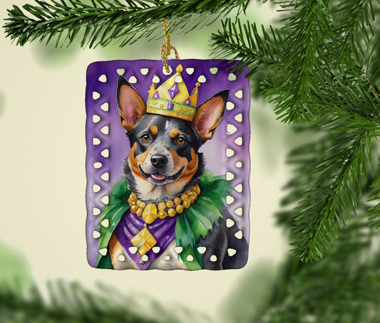 Australian Cattle Dog King of Mardi Gras Porcelain Ornament