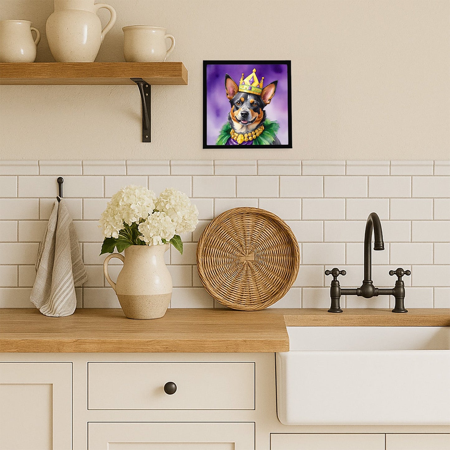 Australian Cattle Dog King of Mardi Gras Framed Metal Print
