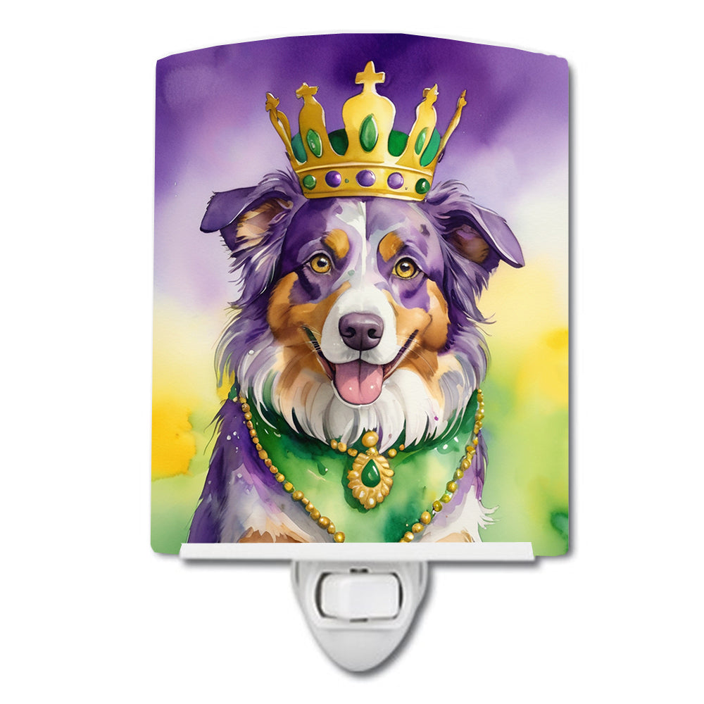 Australian Shepherd King of Mardi Gras Ceramic Night Light