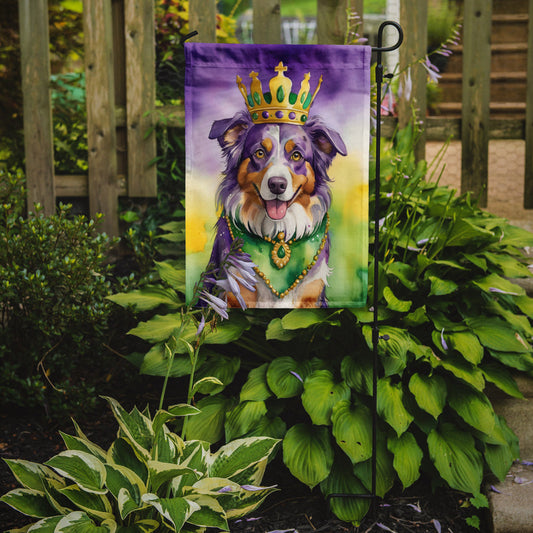 Australian Shepherd King of Mardi Gras Garden Flag - Vibrant Dog-Themed Yard Decor by Caroline's Treasures