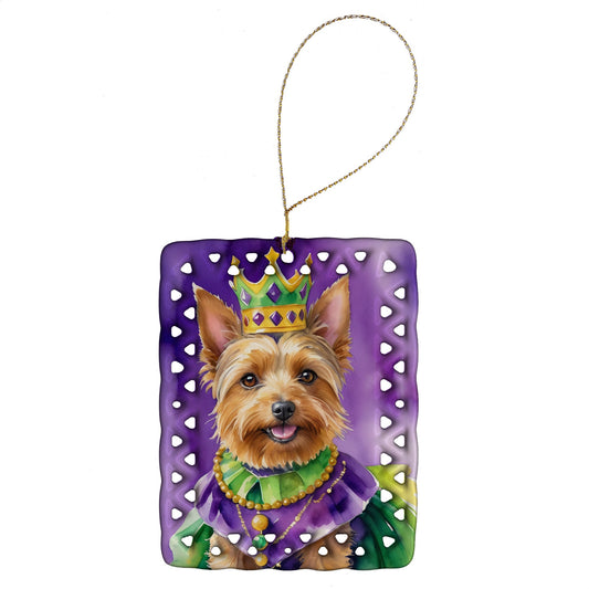 Australian Terrier King of Mardi Gras Porcelain Ornament