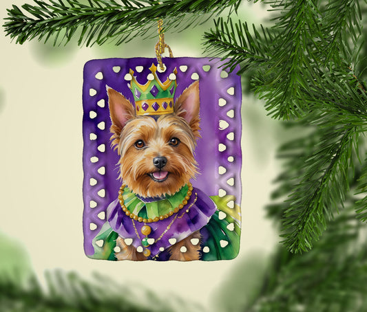 Australian Terrier King of Mardi Gras Porcelain Ornament