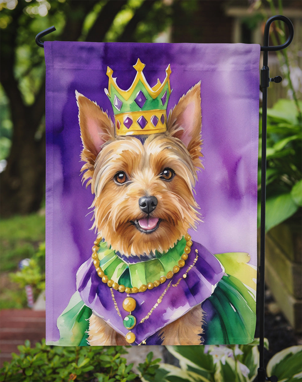 Australian Terrier King of Mardi Gras Garden Flag - Vibrant Dog-Themed Yard Decor by Caroline's Treasures