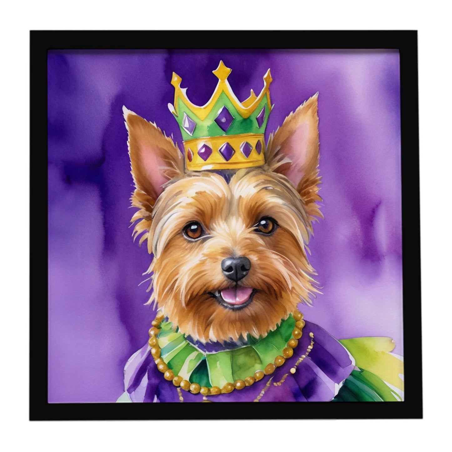 Australian Terrier King of Mardi Gras Framed Metal Print