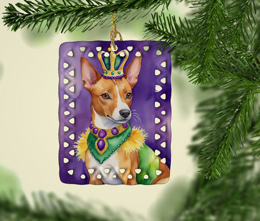 Basenji King of Mardi Gras Porcelain Ornament