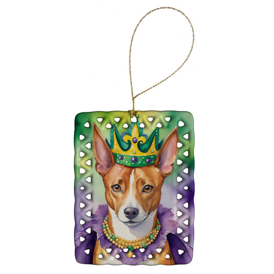 Basenji King of Mardi Gras Porcelain Ornament