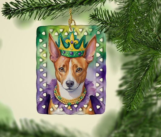 Basenji King of Mardi Gras Porcelain Ornament