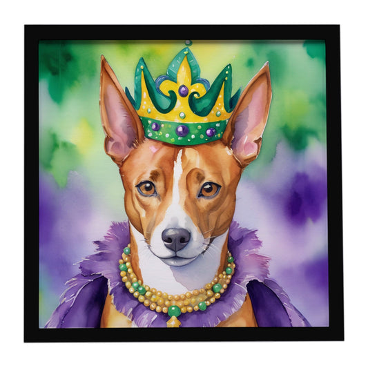 Basenji King of Mardi Gras Framed Metal Print
