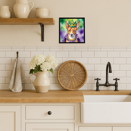 Basenji King of Mardi Gras Framed Metal Print