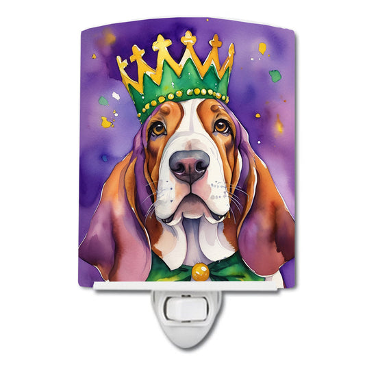 Basset Hound King of Mardi Gras Ceramic Night Light
