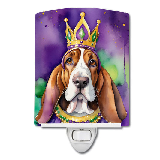Basset Hound King of Mardi Gras Ceramic Night Light