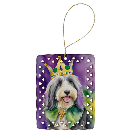 Bearded Collie King of Mardi Gras Porcelain Ornament