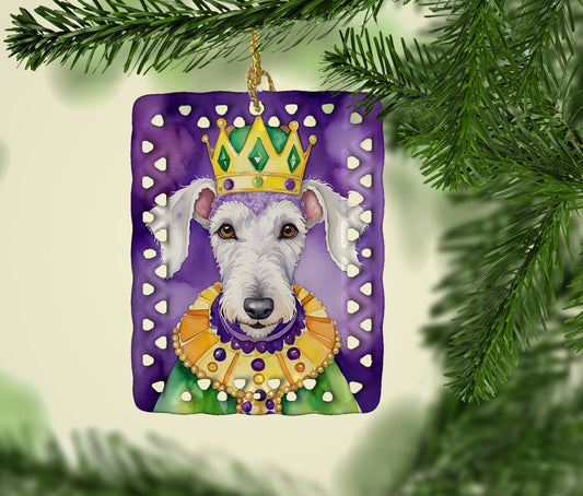 Bedlington Terrier King of Mardi Gras Porcelain Ornament