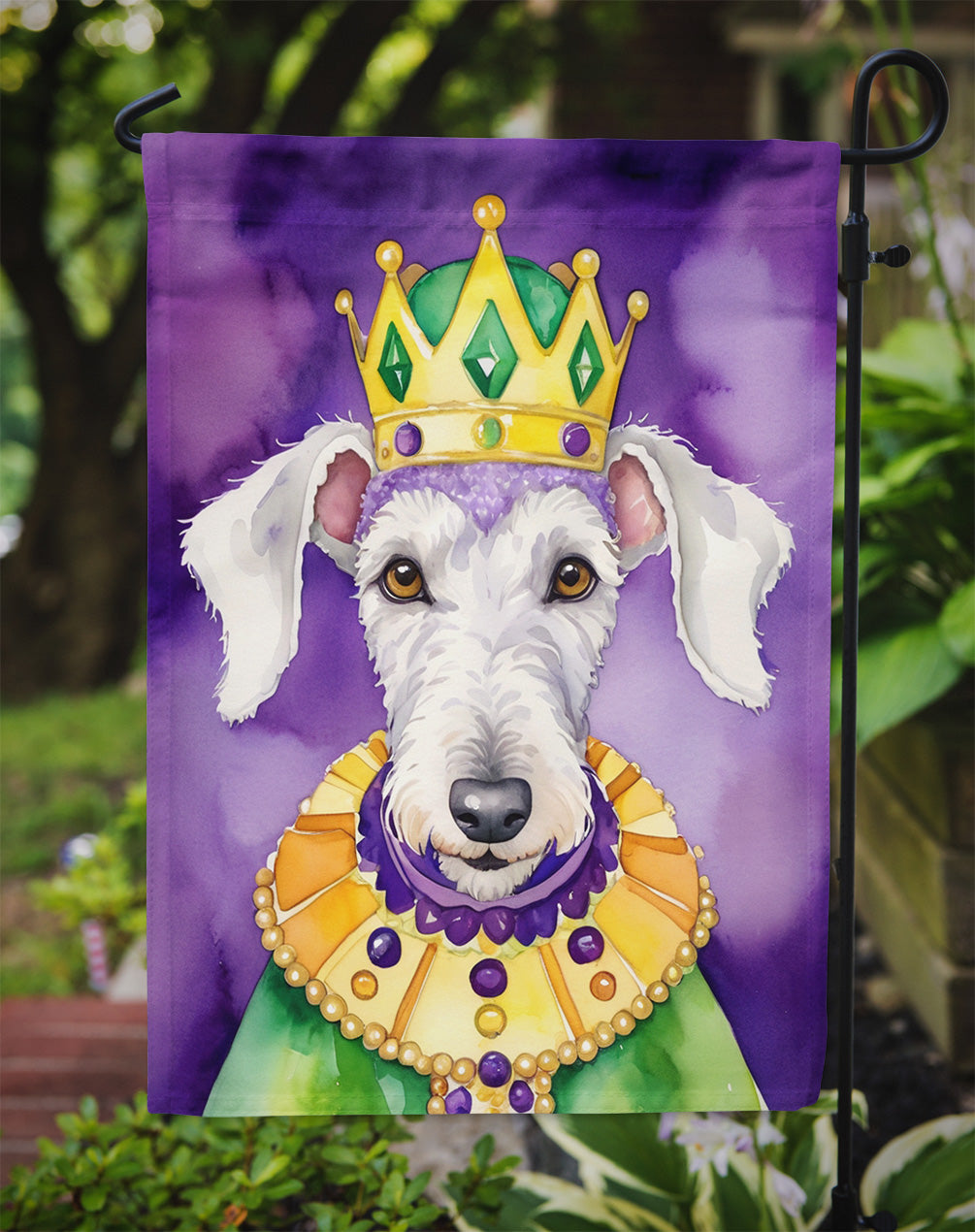 Bedlington Terrier King of Mardi Gras Garden Flag - Vibrant Dog-Themed Yard Decor by Caroline's Treasures