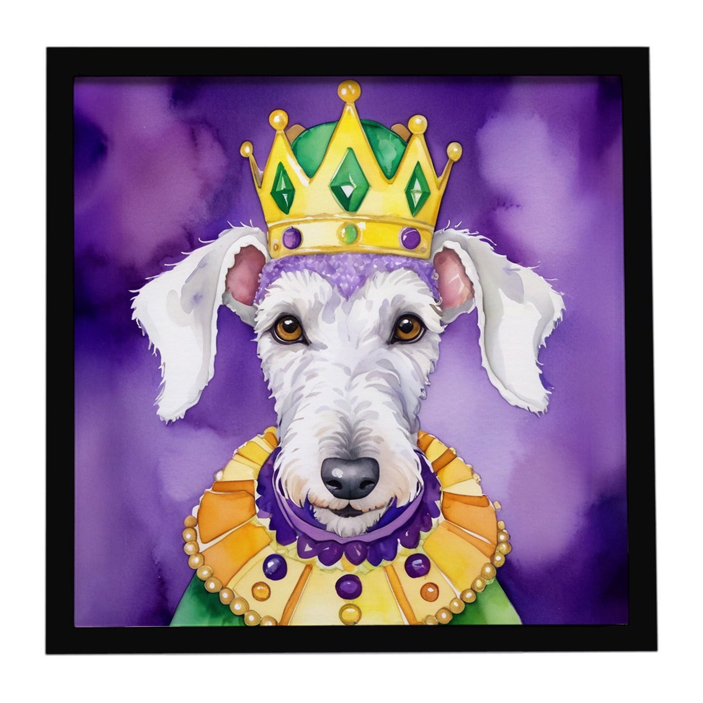 Bedlington Terrier King of Mardi Gras Framed Metal Print
