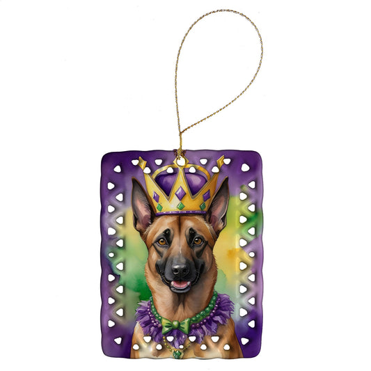 Belgian Malinois King of Mardi Gras Porcelain Ornament
