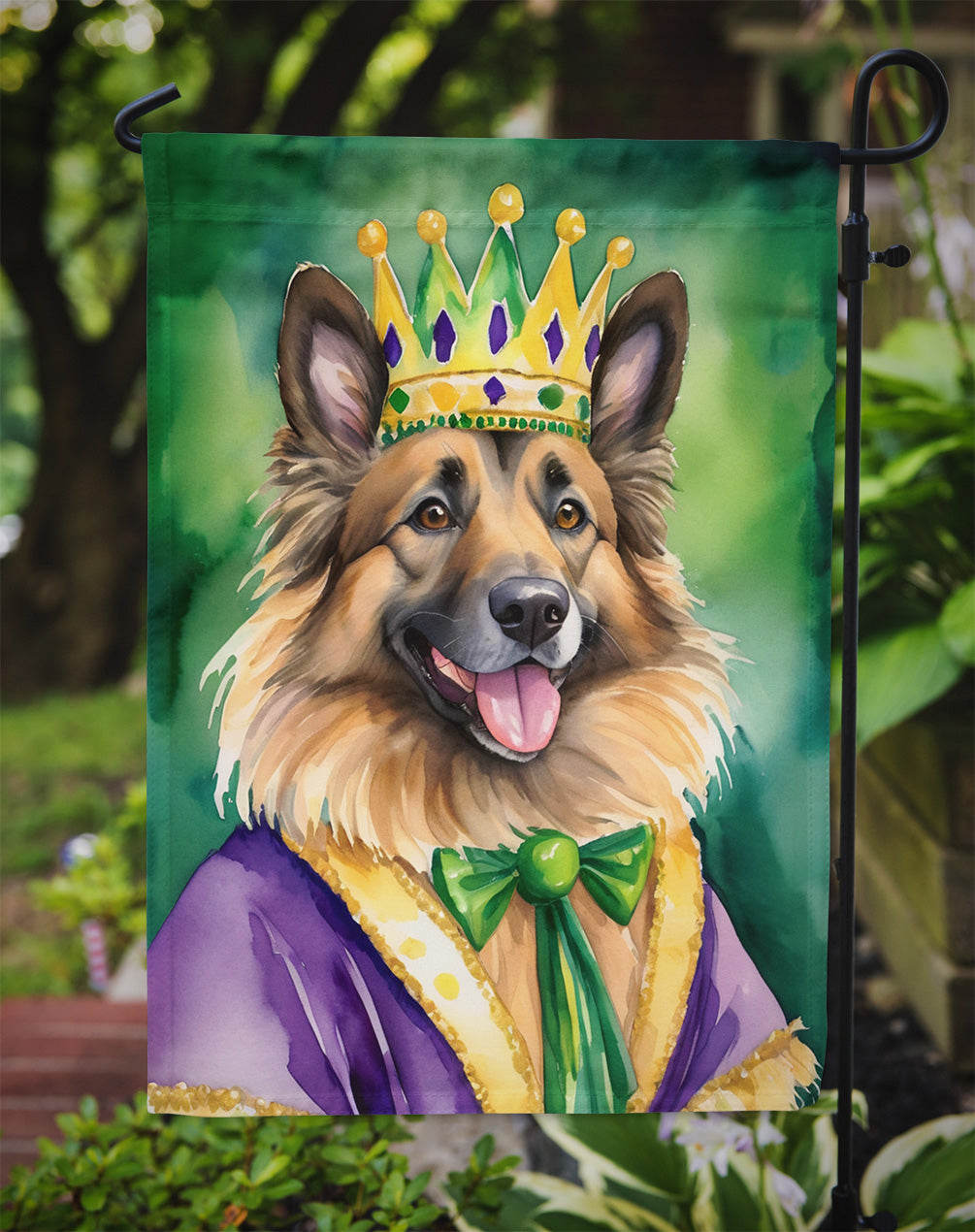 Belgian Tervuren King of Mardi Gras Garden Flag - Vibrant Dog-Themed Yard Decor by Caroline's Treasures