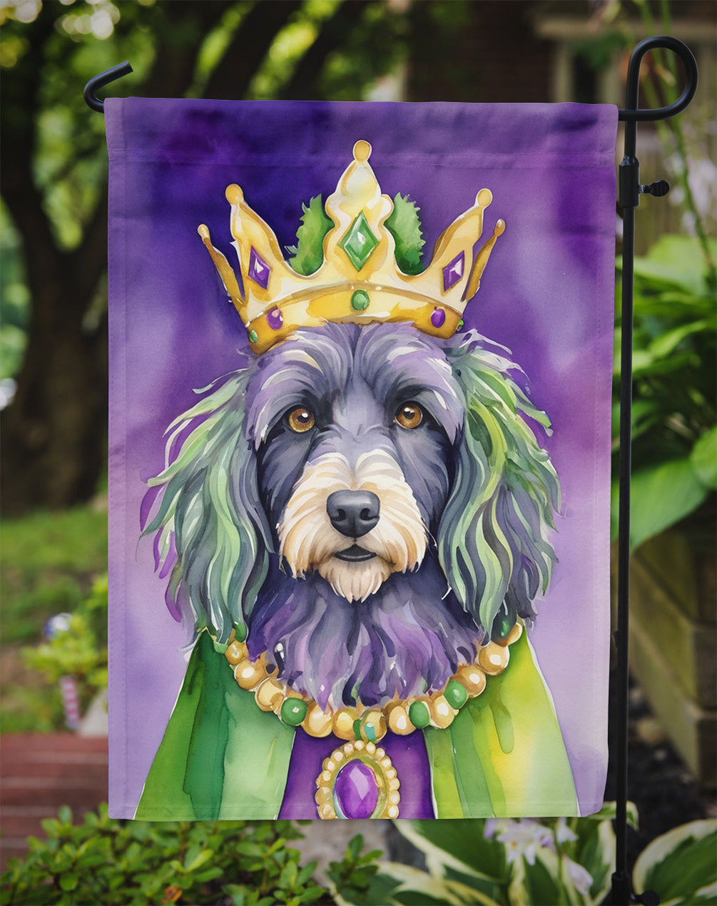 Bergamasco Sheepdog King of Mardi Gras Garden Flag - Vibrant Dog-Themed Yard Decor by Caroline's Treasures