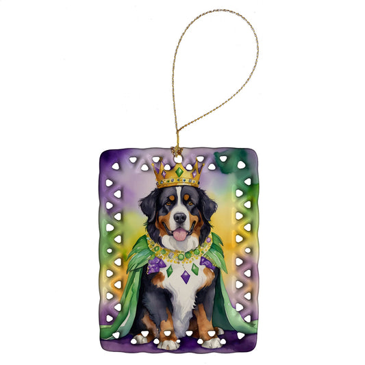 Bernese Mountain Dog King of Mardi Gras Porcelain Ornament