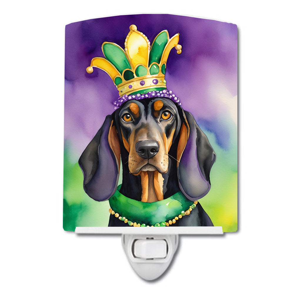 Black and Tan Coonhound King of Mardi Gras Ceramic Night Light