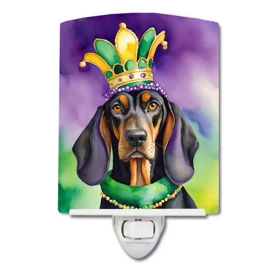 Black and Tan Coonhound King of Mardi Gras Ceramic Night Light