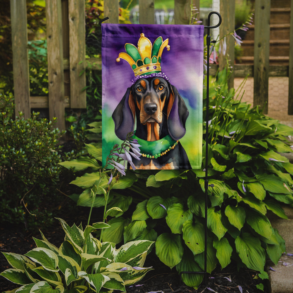 Black and Tan Coonhound King of Mardi Gras Garden Flag - Vibrant Dog-Themed Yard Decor by Caroline's Treasures