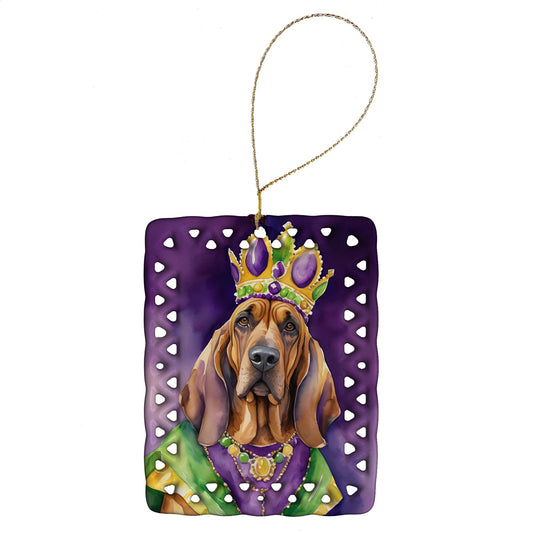 Bloodhound King of Mardi Gras Porcelain Ornament