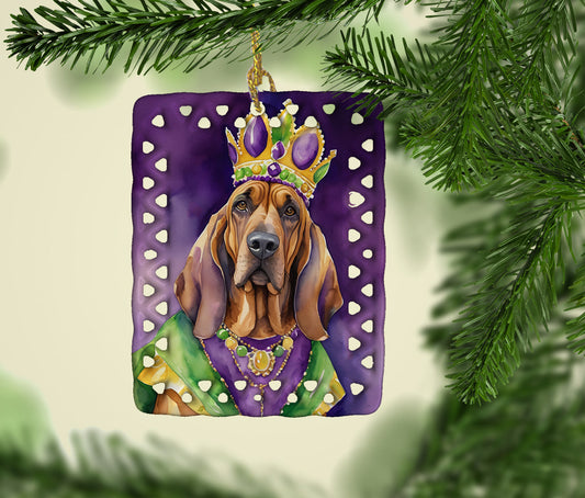 Bloodhound King of Mardi Gras Porcelain Ornament