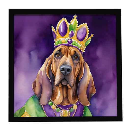 Bloodhound King of Mardi Gras Framed Metal Print