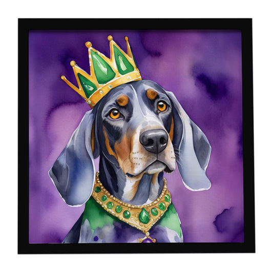 Bluetick Coonhound King of Mardi Gras Framed Metal Print