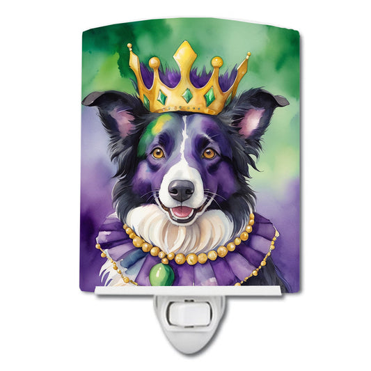 Border Collie King of Mardi Gras Ceramic Night Light