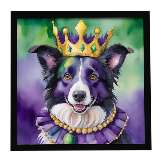 Border Collie King of Mardi Gras Framed Metal Print