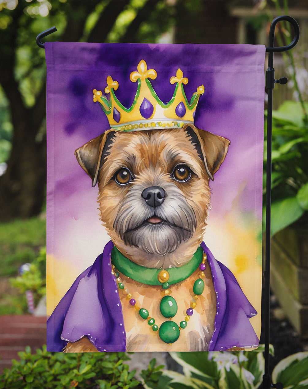 Border Terrier King of Mardi Gras Garden Flag - Vibrant Dog-Themed Yard Decor by Caroline's Treasures
