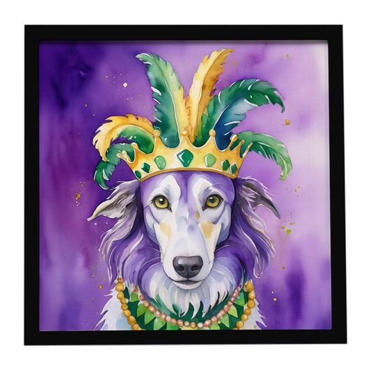 Borzoi King of Mardi Gras Framed Metal Print