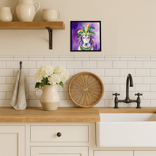 Borzoi King of Mardi Gras Framed Metal Print