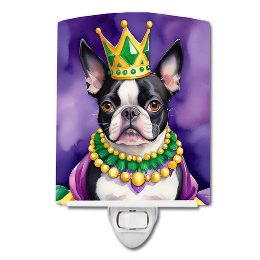 Boston Terrier King of Mardi Gras Ceramic Night Light