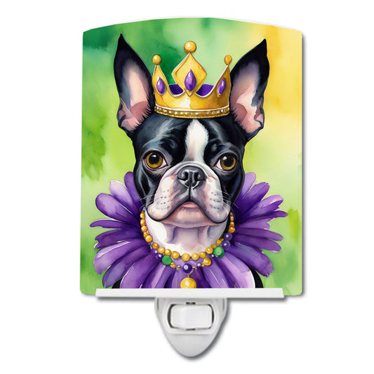 Boston Terrier King of Mardi Gras Ceramic Night Light