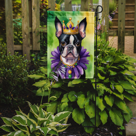 Boston Terrier King of Mardi Gras Garden Flag - Vibrant Dog-Themed Yard Decor by Caroline's Treasures