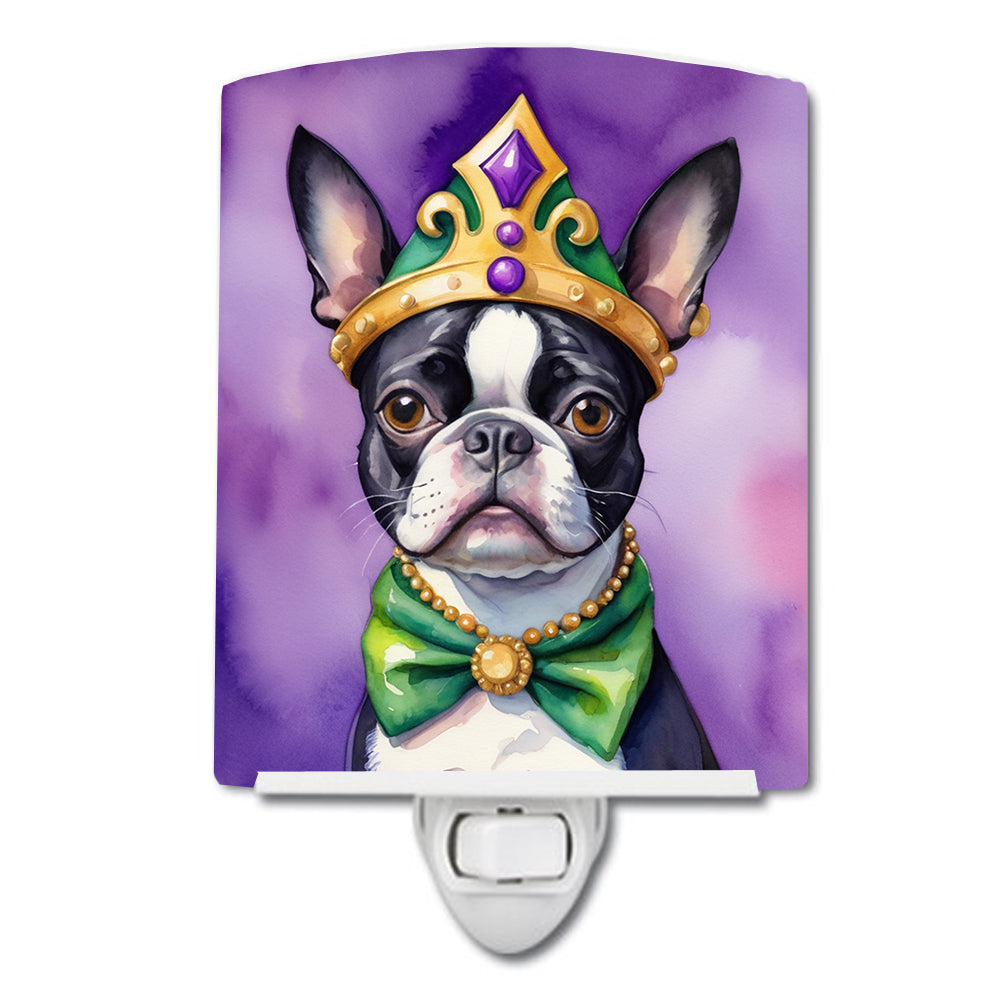 Boston Terrier King of Mardi Gras Ceramic Night Light