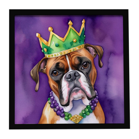 Boxer King of Mardi Gras Framed Metal Print
