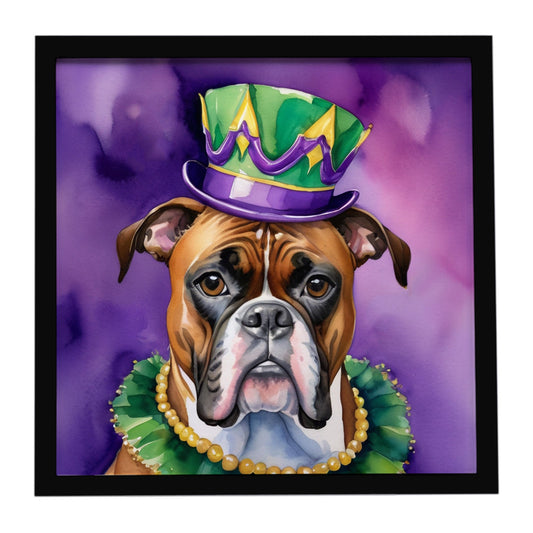 Boxer King of Mardi Gras Framed Metal Print