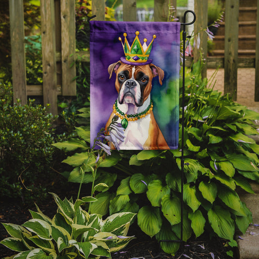 Boxer King of Mardi Gras Garden Flag - Vibrant Dog-Themed Yard Decor by Caroline's Treasures