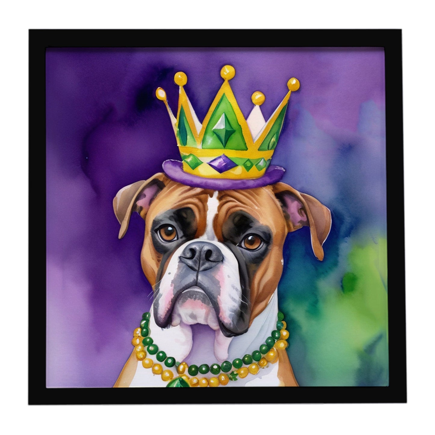 Boxer King of Mardi Gras Framed Metal Print