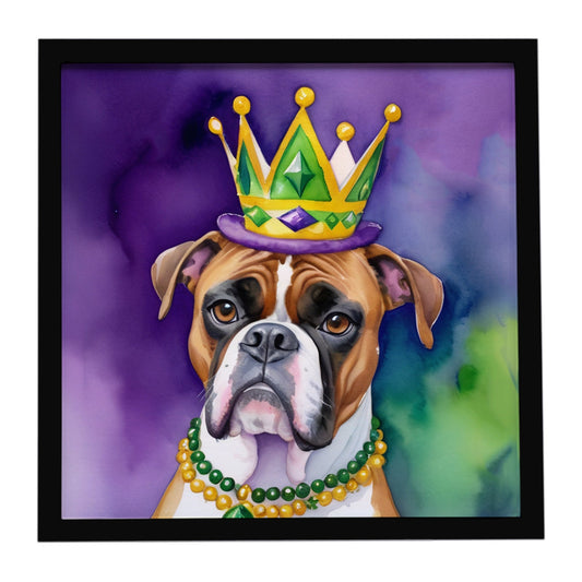 Boxer King of Mardi Gras Framed Metal Print