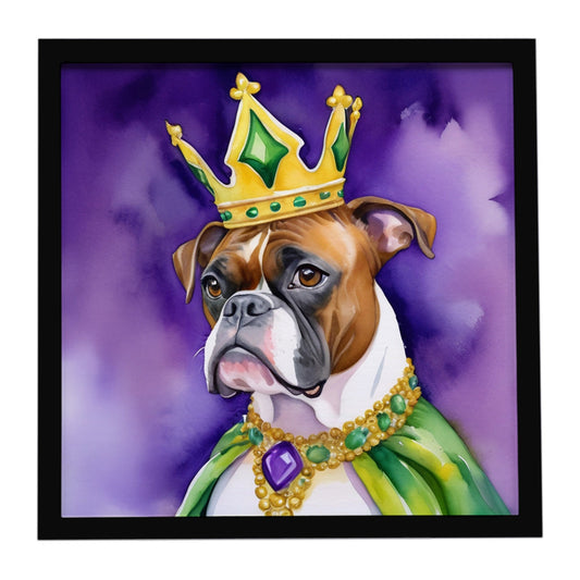 Boxer King of Mardi Gras Framed Metal Print