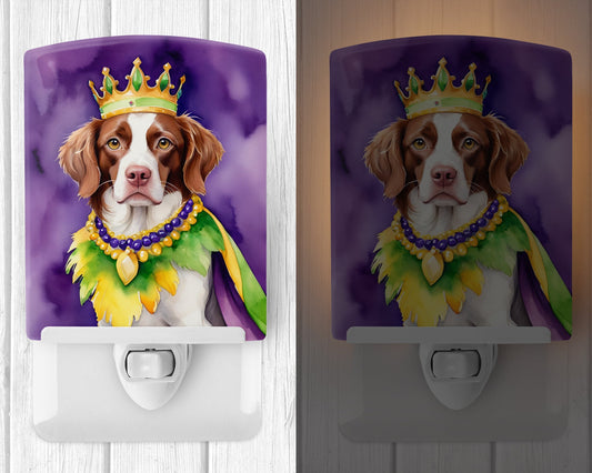 Brittany Spaniel King of Mardi Gras Ceramic Night Light
