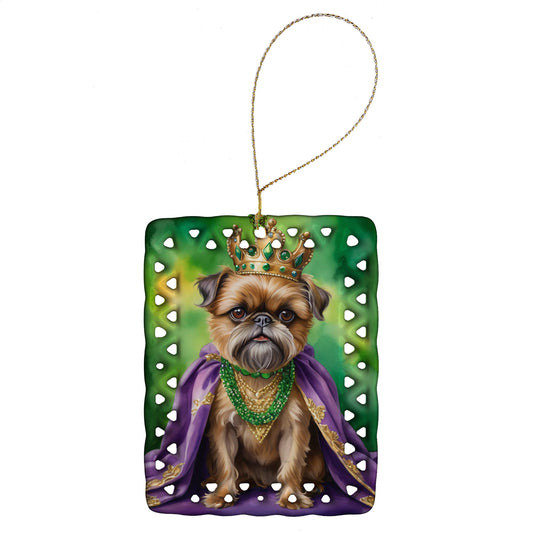 Brussels Griffon King of Mardi Gras Porcelain Ornament